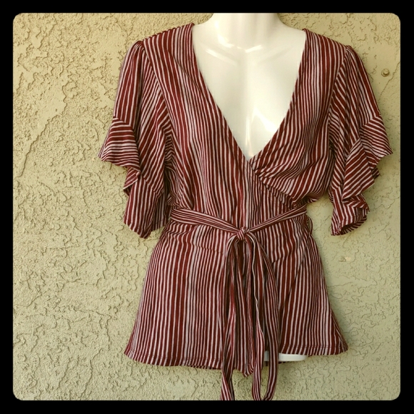 Free People Tops - Free people boho striped wrapped waist front top